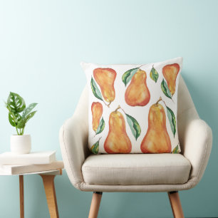 Cute Pear Pattern Wtercolor Art Hand-painted Cushion