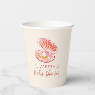 Cute Pearl Girl Baby Shower Paper Cups
