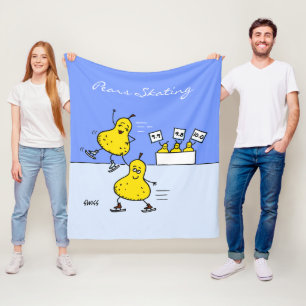 Cute Pears Pairs Skating Cartoon Figure Skater Fleece Blanket