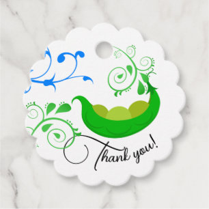 Cute Peas In A Pod Triplets Green Thank You Party Favour Tags