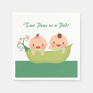 Cute Peas in a Pod Twin Baby Shower Supplies Napkin