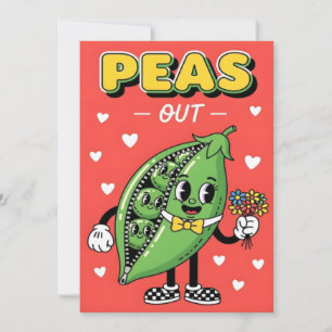 Cute Peas Pun Peas Out Fun Veggie Cartoon Design Thank You Card