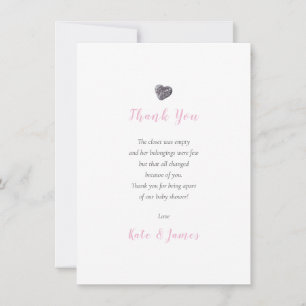 Cute Pebble Heart Baby Girl Thank You Poem Card