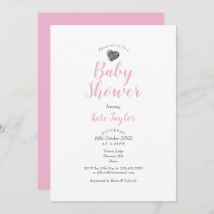 Cute Pebble Heart Baby Shower / Sprinkle Invitation