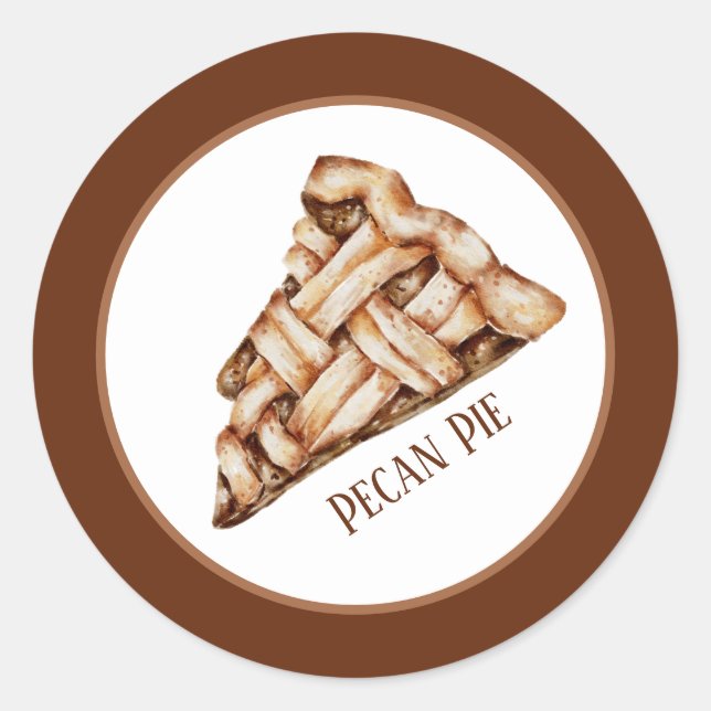 cute pecan baking pie add text classic round sticker (Front)