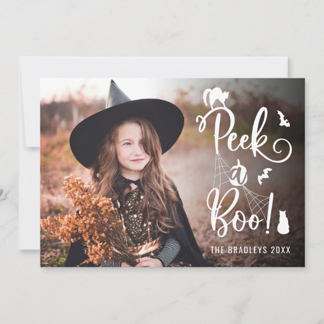 Cute Peek a Boo Halloween Photo Card (Front)