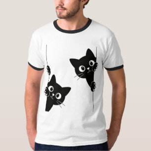 Cute Peekaboo Black Cats T-Shirt