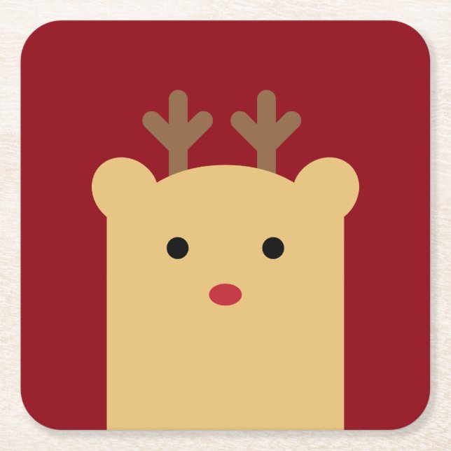 Cute Peekaboo Reindeer Coaster Set (Front)
