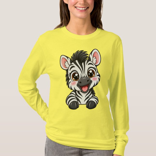 Cute Peekaboo Zebra T-Shirt (Front)