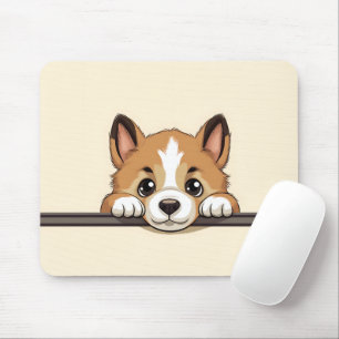 Cute Peeking Akita Dog Mouse Mat
