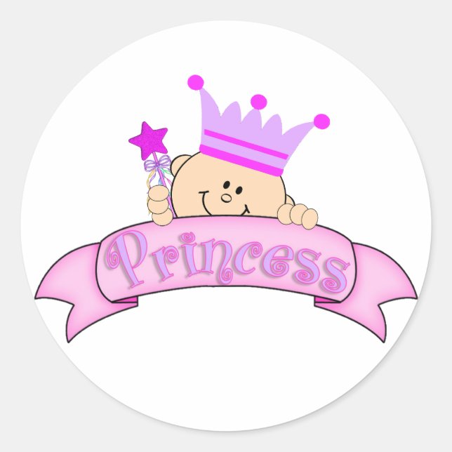 Cute Peeking Baby Princess Classic Round Sticker (Front)