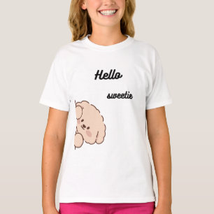 Cute Peeking Bear – Adorable Kawaii Teddy Design  T-Shirt