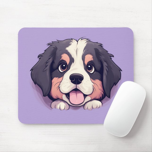 Cute Peeking Bernese Mountain Dog Mouse Pad (With Mouse)