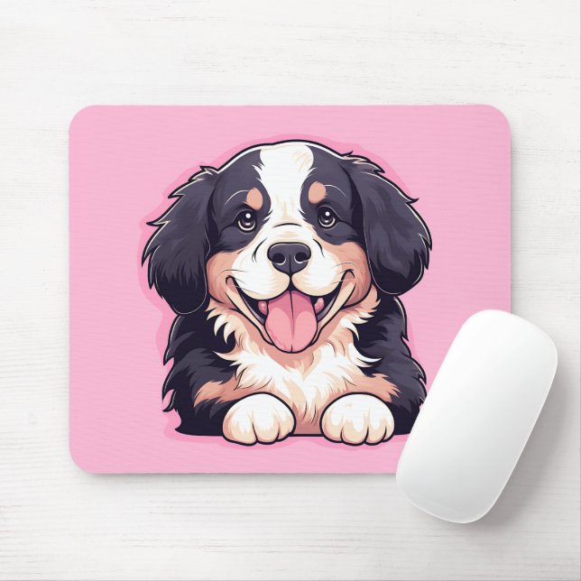 Cute Peeking Bernese Mountain Dog Mouse Pad (With Mouse)