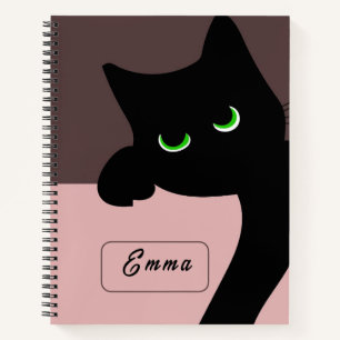 Cute Peeking Black Cat Custom Purple Notebook