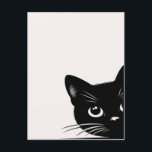 Cute Peeking Black Cat Postcard<br><div class="desc">A cute peeking black cat illustration.</div>