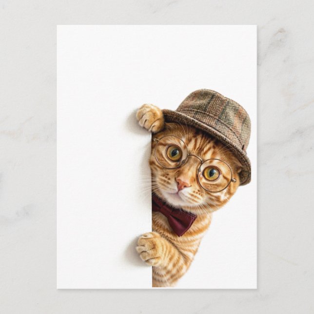 Cute Peeking Black Cat Postcard (Front)
