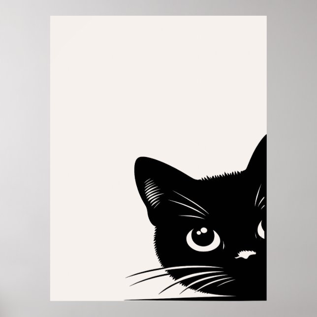 Cute Peeking Black Cat Poster (Front)