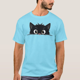 Cute Peeking Black Cat T-Shirt