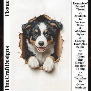 Cute Peeking Border Collie Dog Puppy CN7 Decoupage Tissue Paper