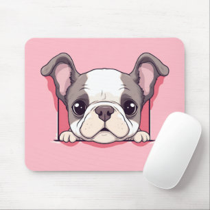 Cute Peeking Bulldog Mouse Mat