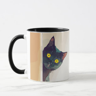 Cute Peeking Cat Design Coffee Mug