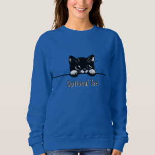 Cute Peeking Cat Design Sweatshirt