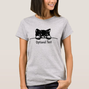 Cute Peeking Cat Design T-Shirt