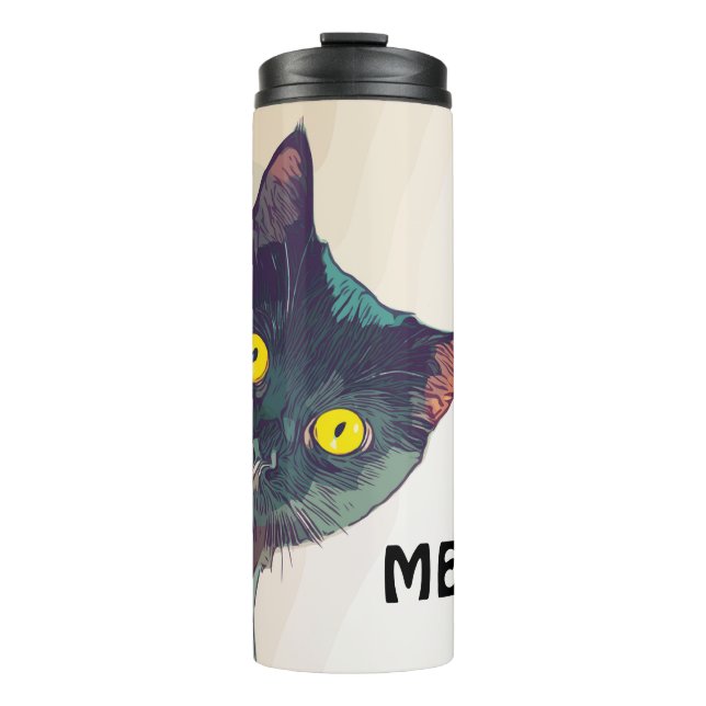 Cute Peeking Cat Design Thermal Tumbler (Front)