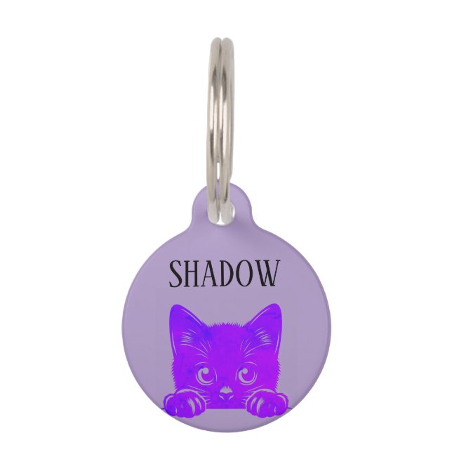 Cute Peeking Cat-Pesonalized Cat Pet Tag (Front)