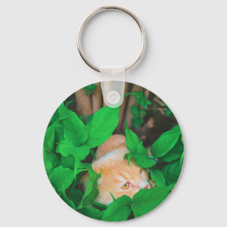 Cute peeking cat phot print key ring