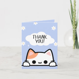 Cute Peeking Cat Thank You Card