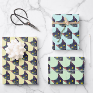 Cute Peeking Cat Wrapping Paper Sheets