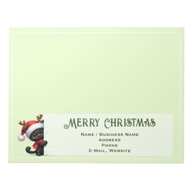 Cute Peeking Christmas Cat Customisable Notepad (Front)