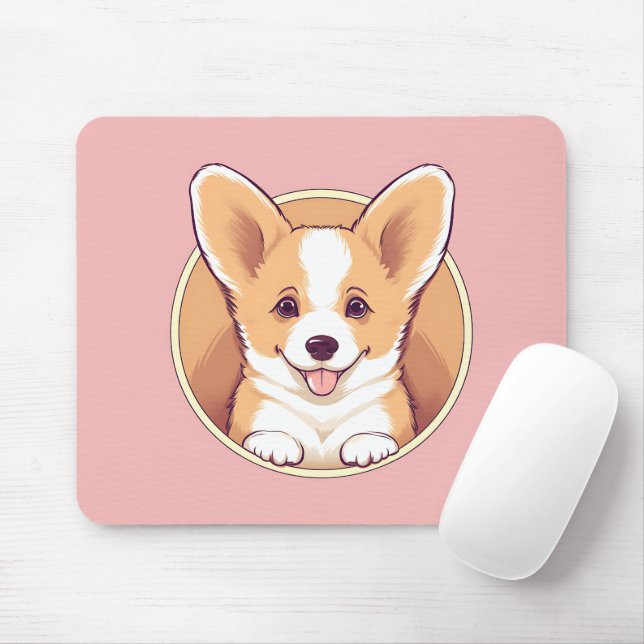 Cute Peeking Corgi Dog Mouse Mat (With Mouse)