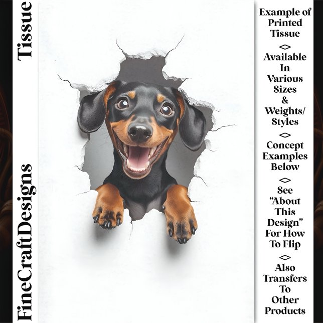 Cute Peeking Dachshund Dog Puppy CN8 Decoupage Tissue Paper (Creator Uploaded)