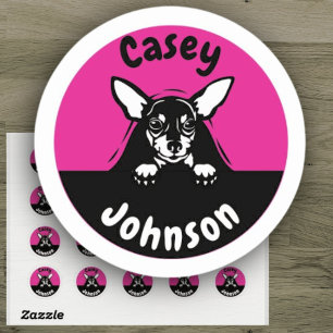 Cute Peeking Dog Back to School Name Label