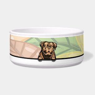 Cute Peeking Dogue de Bordeaux, food or drink