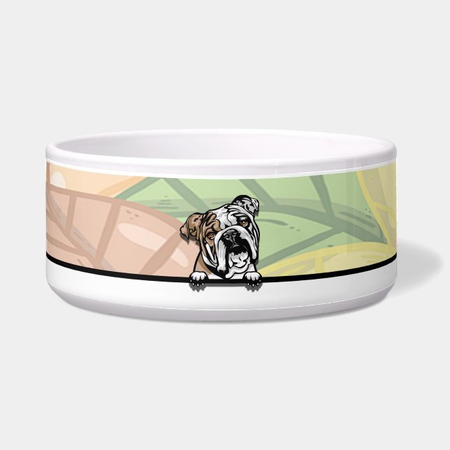 Cute Peeking English Bulldog, food or drink (Front)