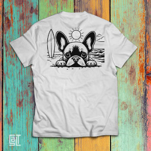Cute Peeking French Bulldog Beach Day T-Shirt