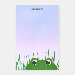Cute peeking frog personalised post-it notes