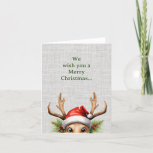 Cute Peeking Funny Reindeer Christmas Holiday Card