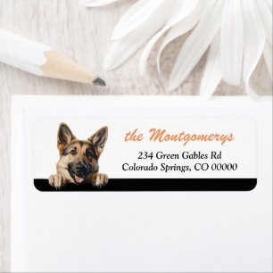 Cute Peeking German Shepherd Dog Return Address