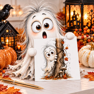 Cute Peeking Ghost Halloween Card