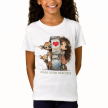 Cute Peeking Girl and Baby Deer T-Shirt