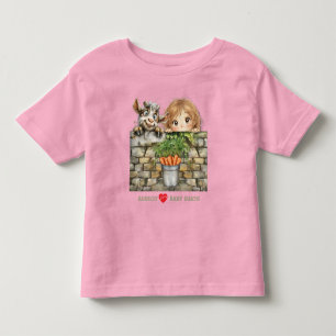 Cute Peeking Girl and Cute Peeking Goat Toddler T-Shirt