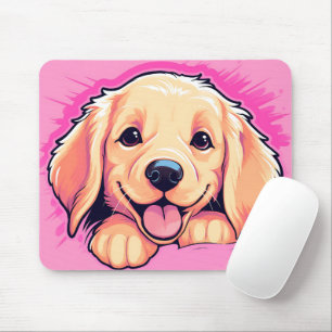 Cute Peeking Golden Retriever Dog Mouse Mat
