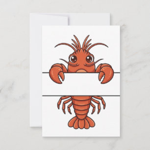 Cute Peeking Lobster Split Monogram Thank You Card