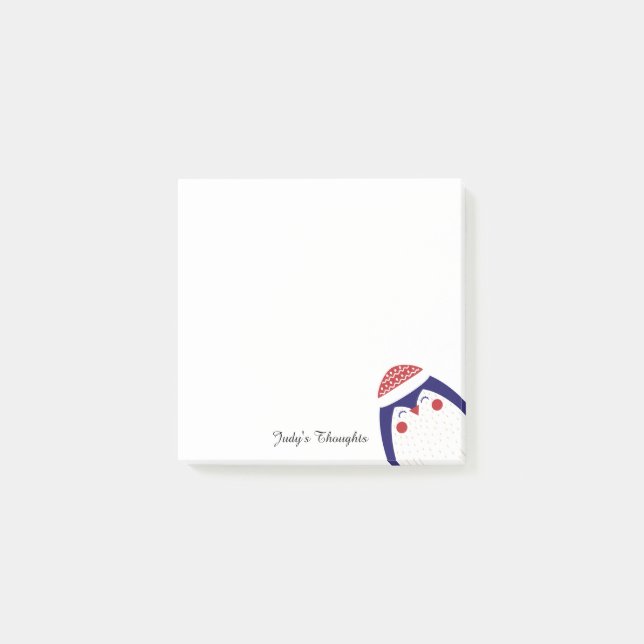 Cute Peeking Out Penguin 3" x 3" Post-it® Notes (Front)