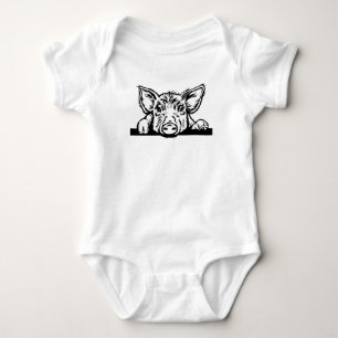 CUTE PEEKING PIGLET BABY BODYSUIT